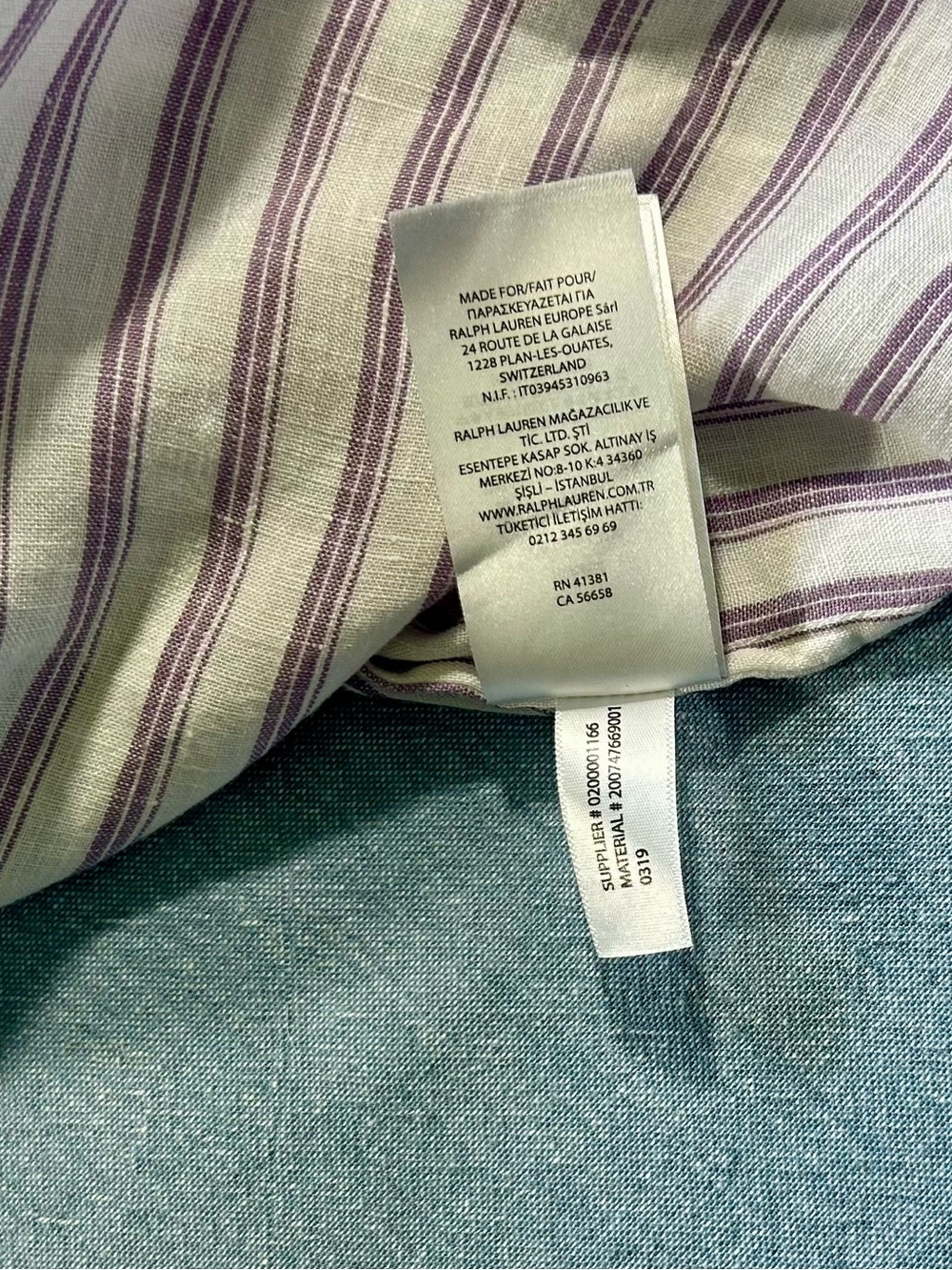 Lauren Ralph Lauren Linen White Top with Purple Stripes - Picture 9 of 10
